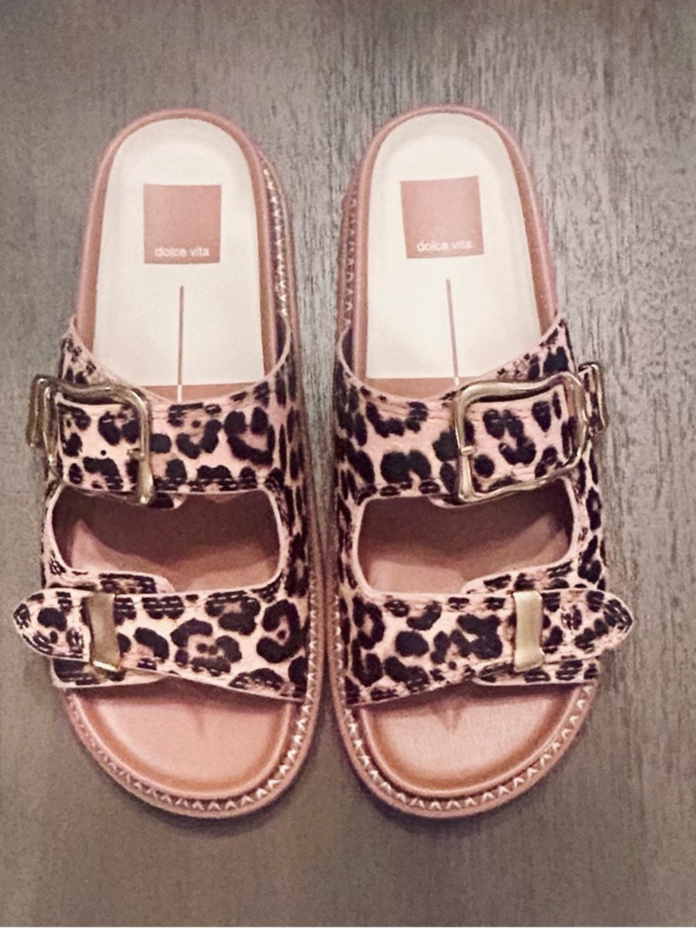 Dolce Vita Sevana Dk Leopard Calf Hair Mule Size 8